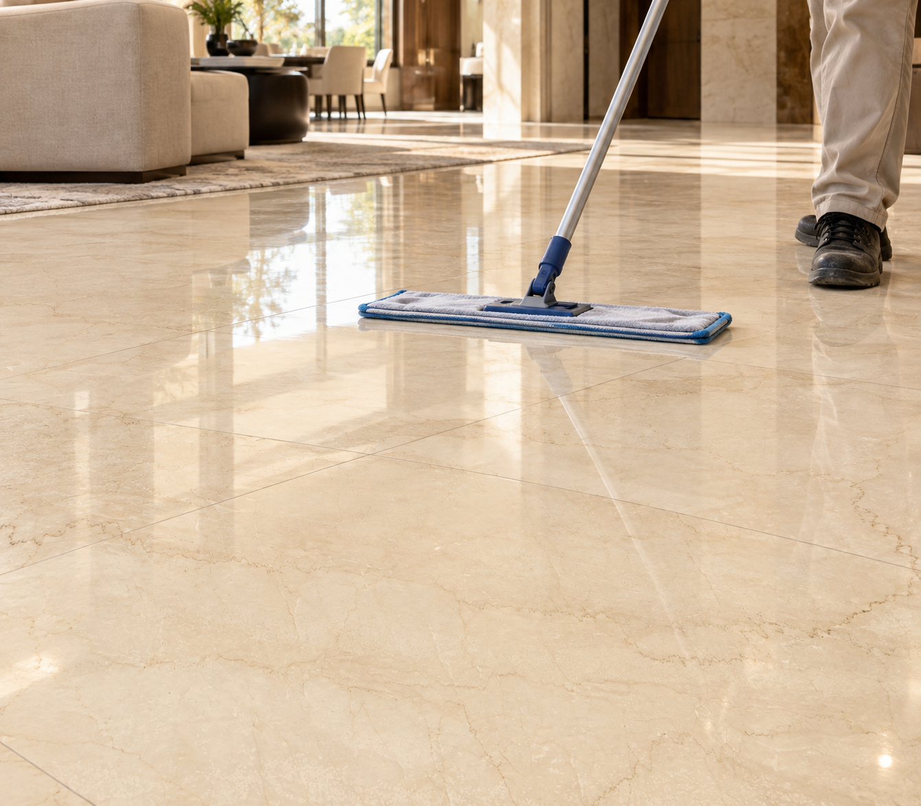 Cleaning polished Italian marble floor safely