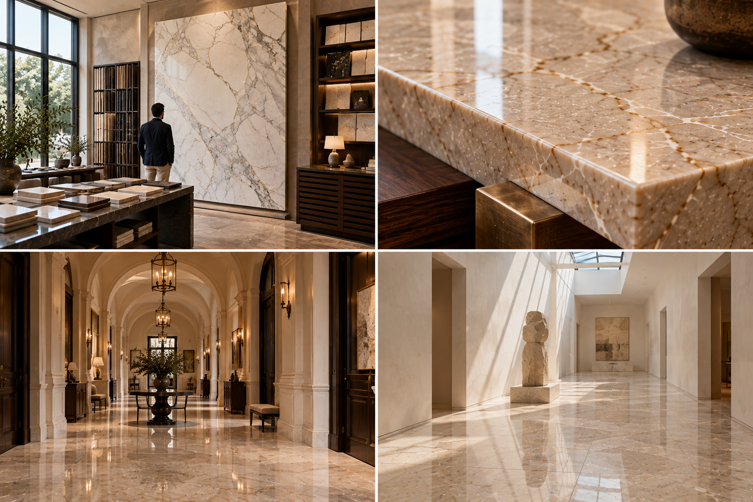 Modern and classical marble edge detailing comparison
