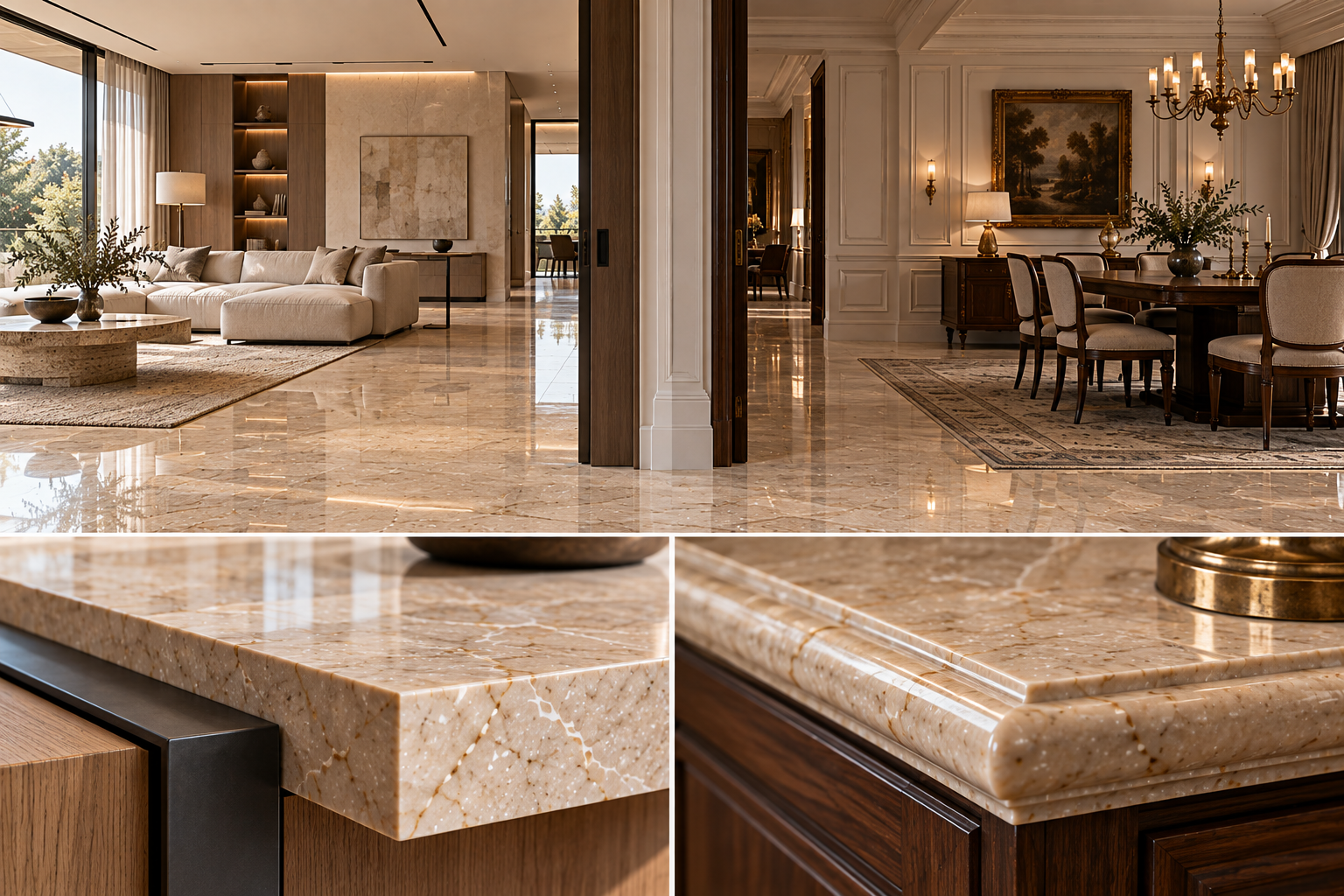 Same marble used in modern and classical interior styles