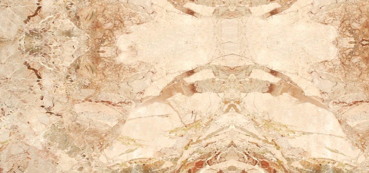 Brescia Aurora marble slab with warm rosy movement